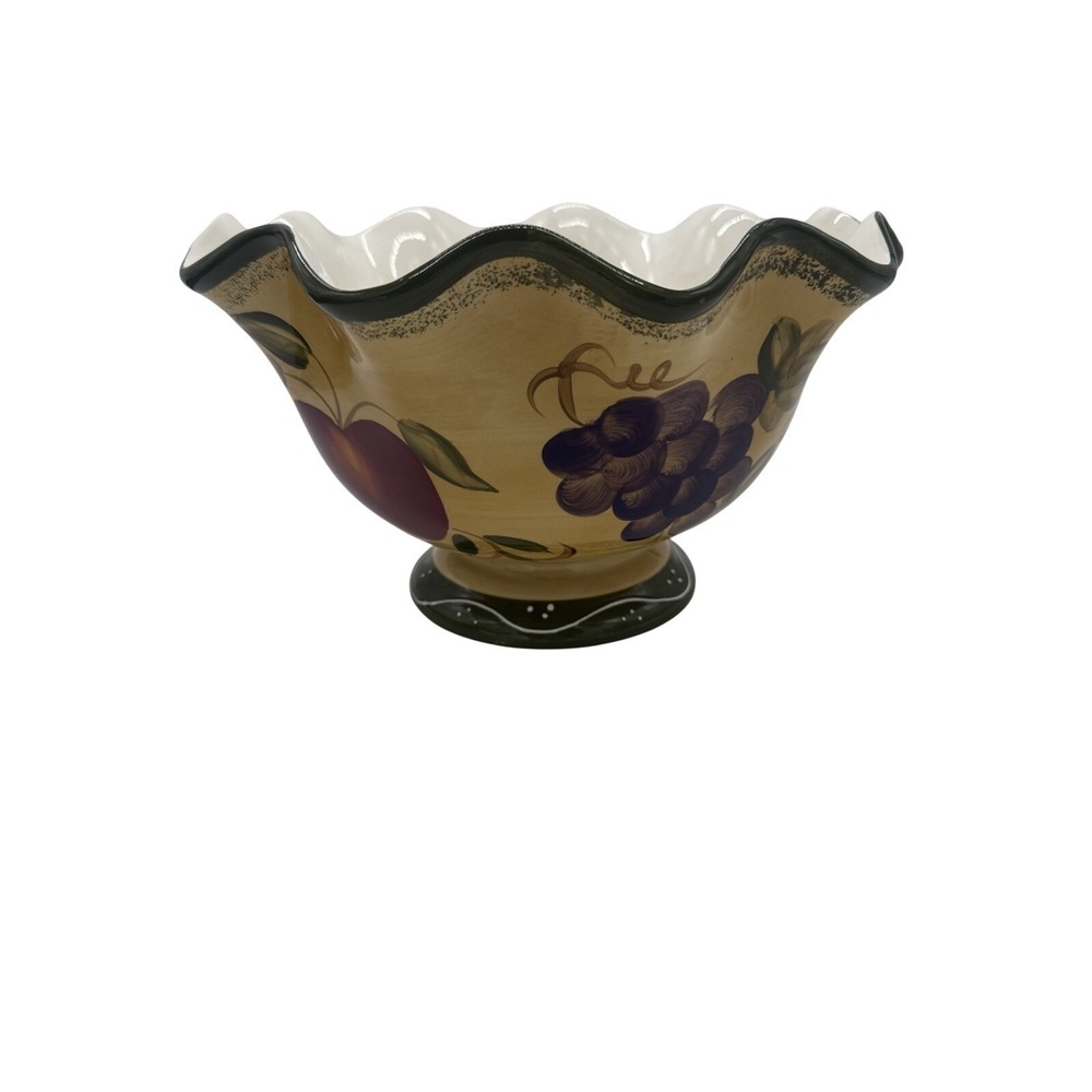 Home Trends Fruit Apple Grape "Granada" Large Bowl, Footed,